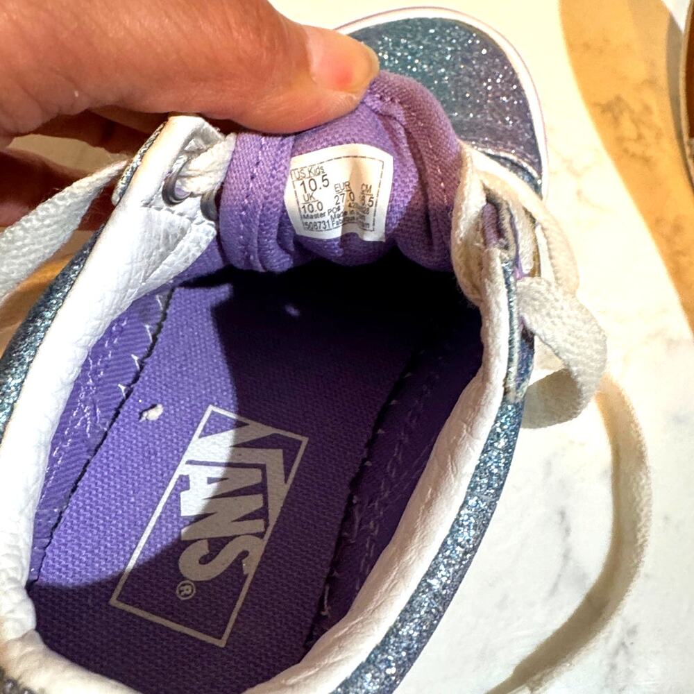 Vans Kids' Old Skool sneakers "Ombre Glitter" Blue/Purple colorway size 10.5 - Picture 7 of 8